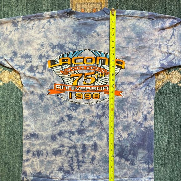 Vintage 90s Laconia Bike Week Tie Dye Shirt 1998 75th Anniversary Mens XL - Picture 8 of 10